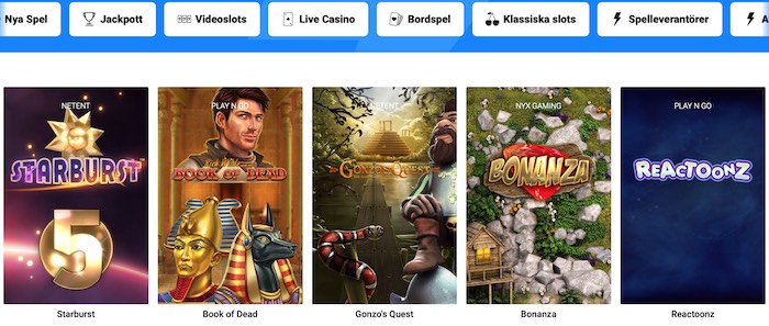 Thrills spel och meny
