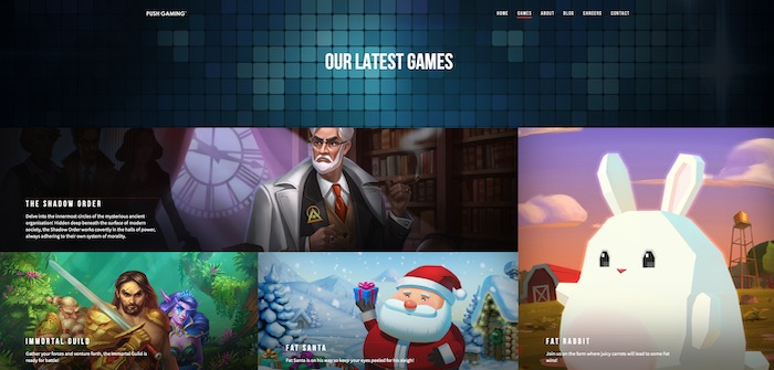 Screenshot från Push Gaming visandes olika spel